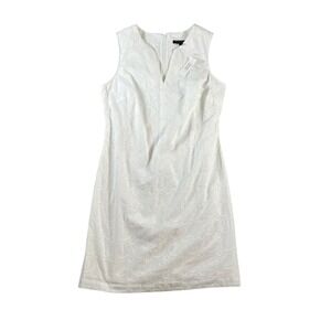 Banana Republic Factory Women's White Eyelet Shift Dress Sleeveless V-Neck Sz 8